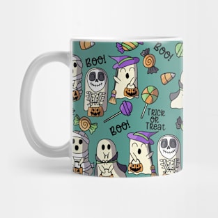 Ghosts Go Trick or Treating - Halloween Pattern - Bright Colors Mug